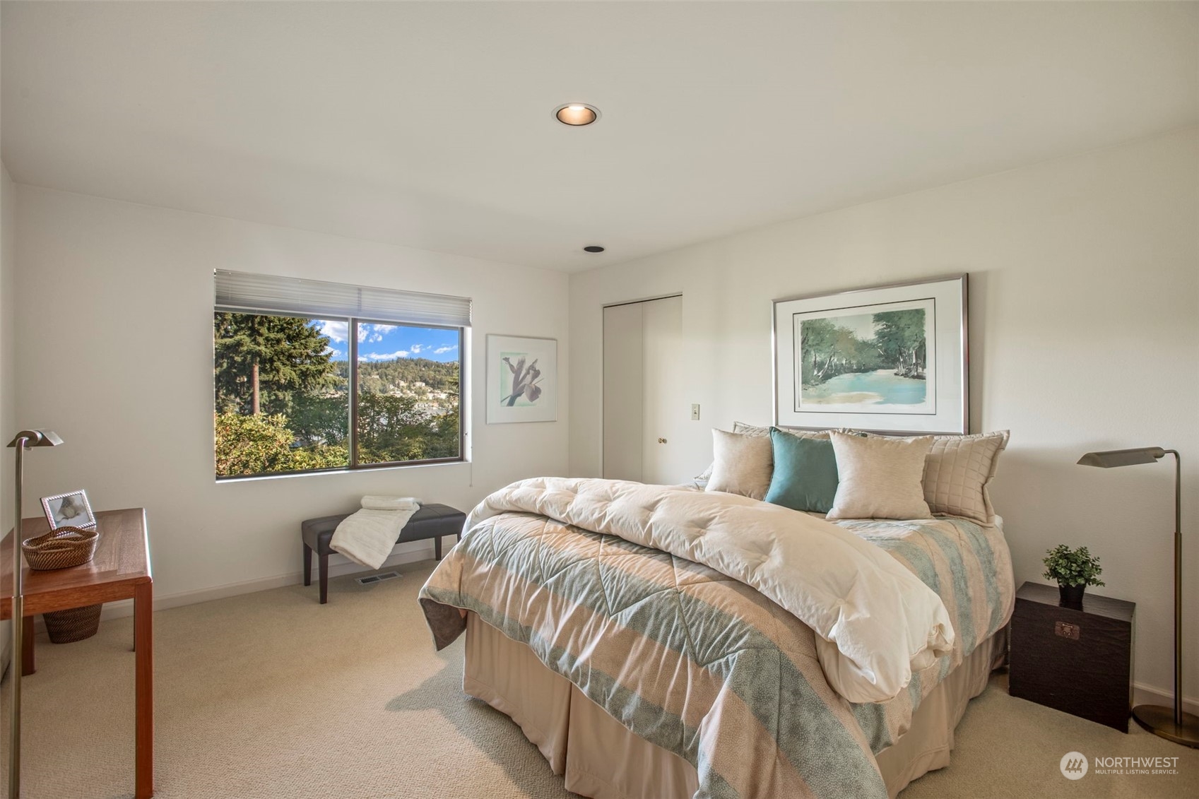 6244 East Mercer Way Mercer Island, WA 98040 - Photo 32 of 40 a bed room with a bed and a couch
