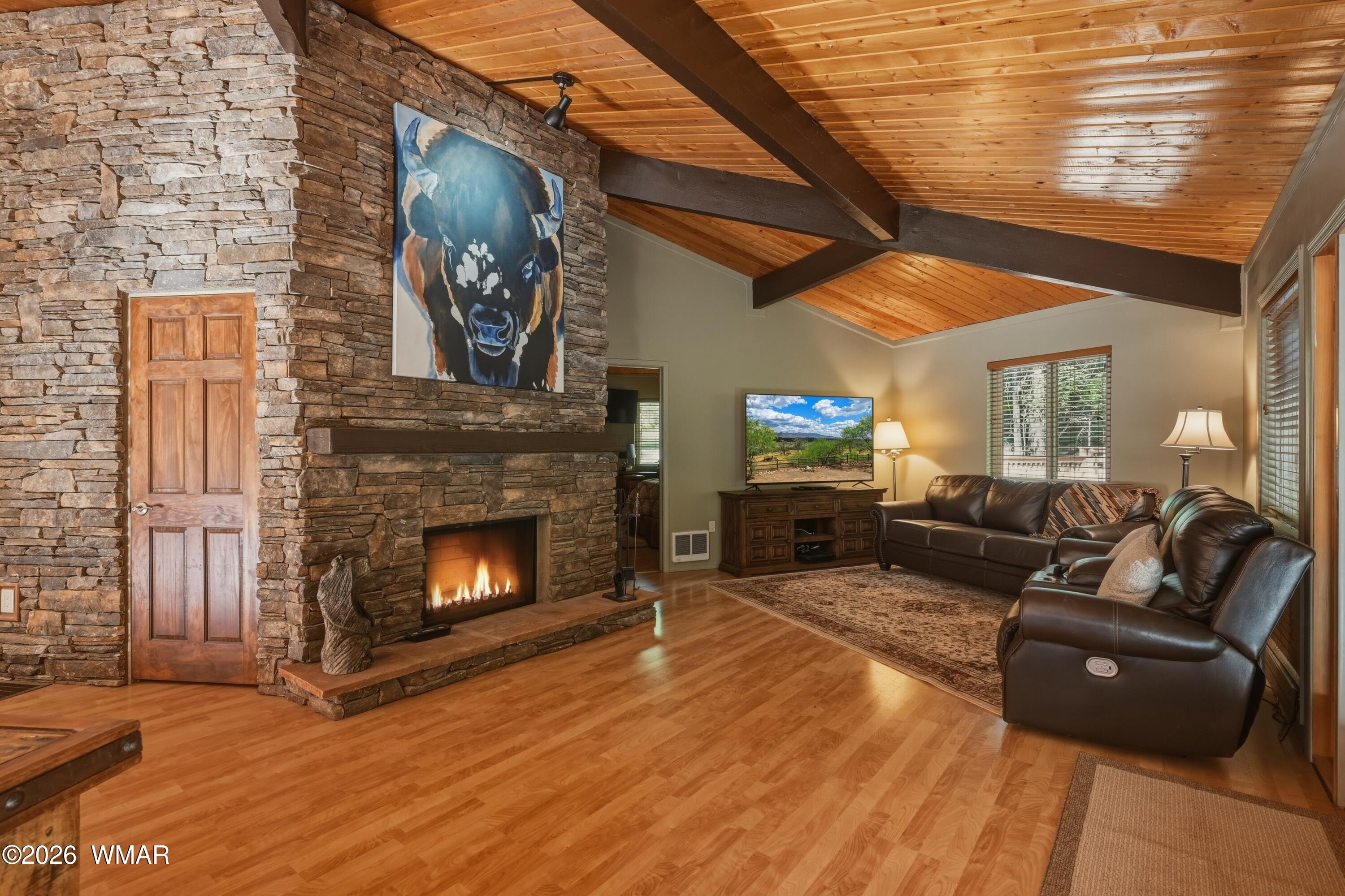 285 Box Elder Payson, AZ 85541 - Photo 13 of 37 a living room with furniture and a fireplace