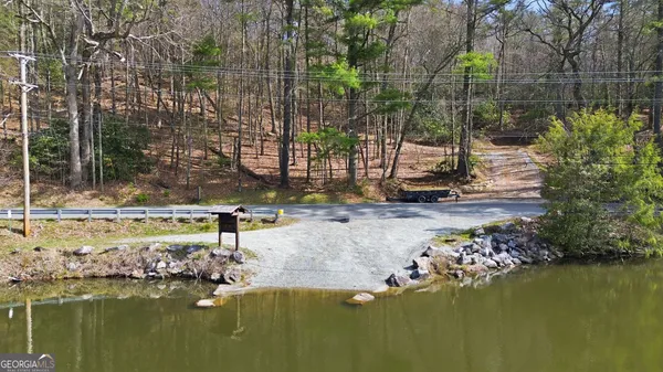 a view of a water with a bench