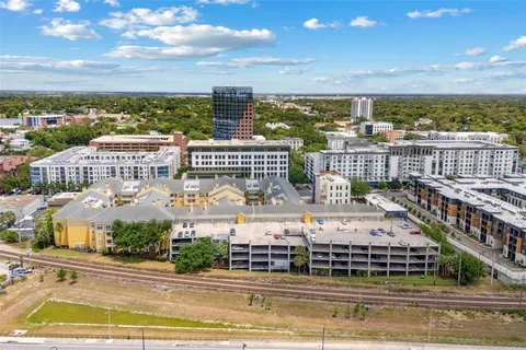 a view of a city with tall buildings