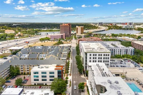 a view of a city with a lake view