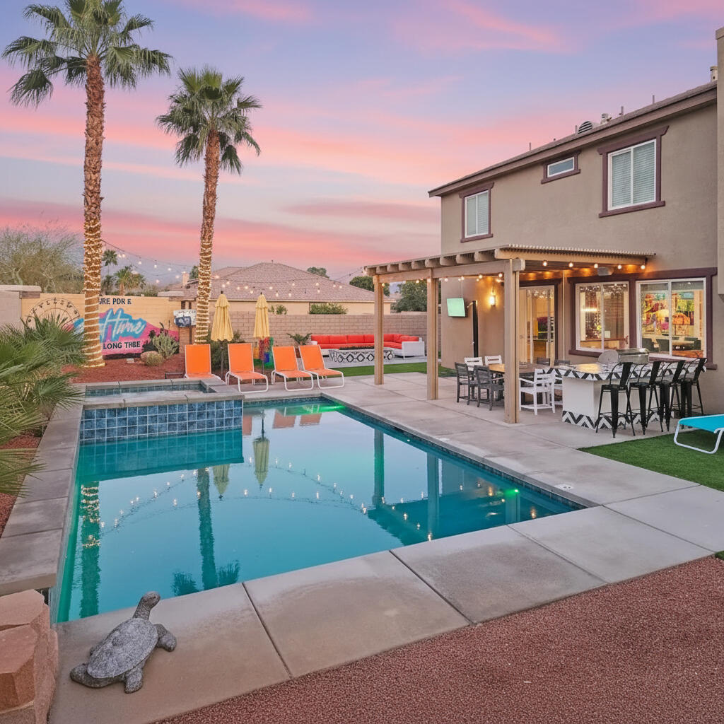84450 Onda Drive Indio, CA 92203 - Photo 4 of 52 a view of a water with a fountain and a lawn chairs
