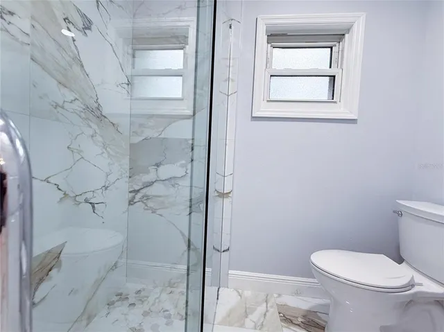 a view of a yard with plants and trees