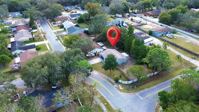 an aerial view of a house