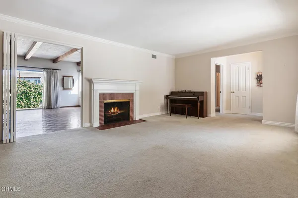 a view of a livingroom with a fireplace