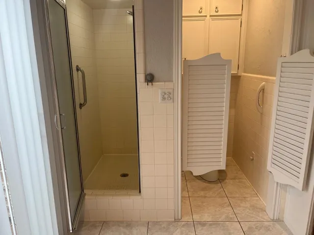 a bathroom with a shower