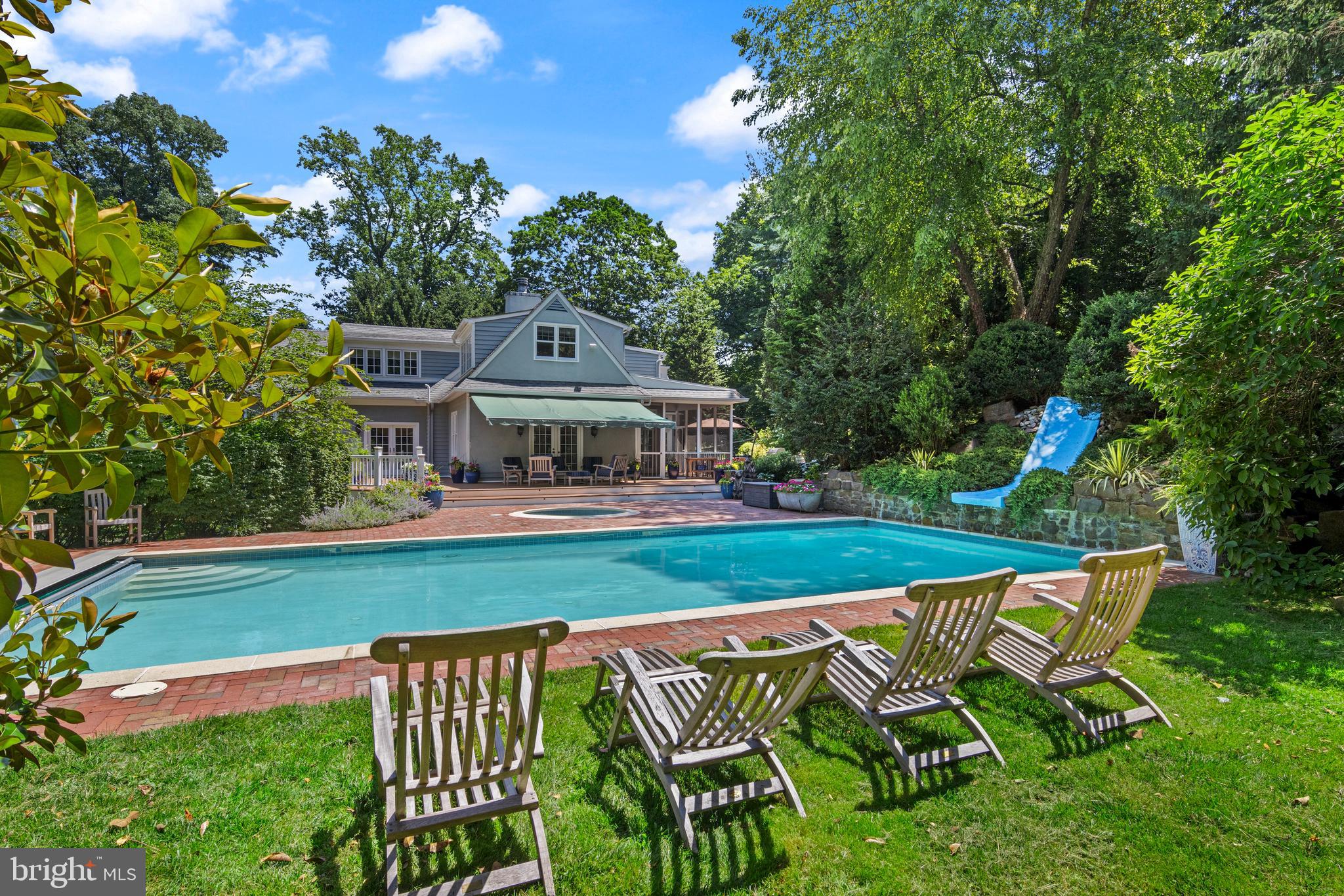 185 Biddulph Road Wayne, PA 19087 - Photo 69 of 77 backyard oasis - saltwater pool with slide