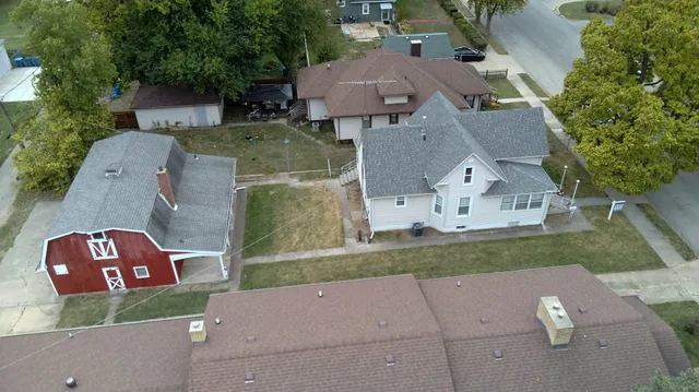an aerial view of a house