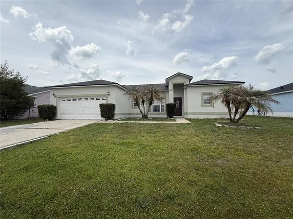 a view of a house with a backyard