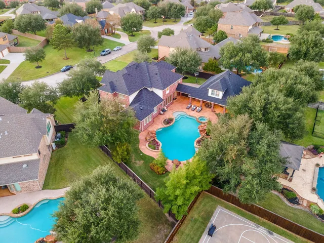 an aerial view of a house