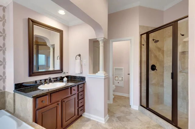 a view of a hallway with workspace