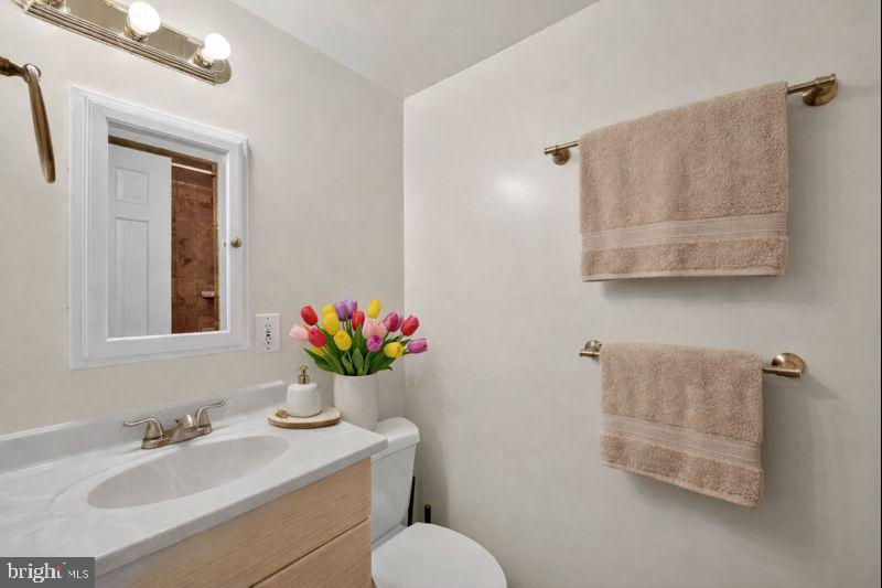 4200 River Road Northwest Washington, DC 20016 - Photo 13 of 52 a bathroom with a sink mirror and vanity