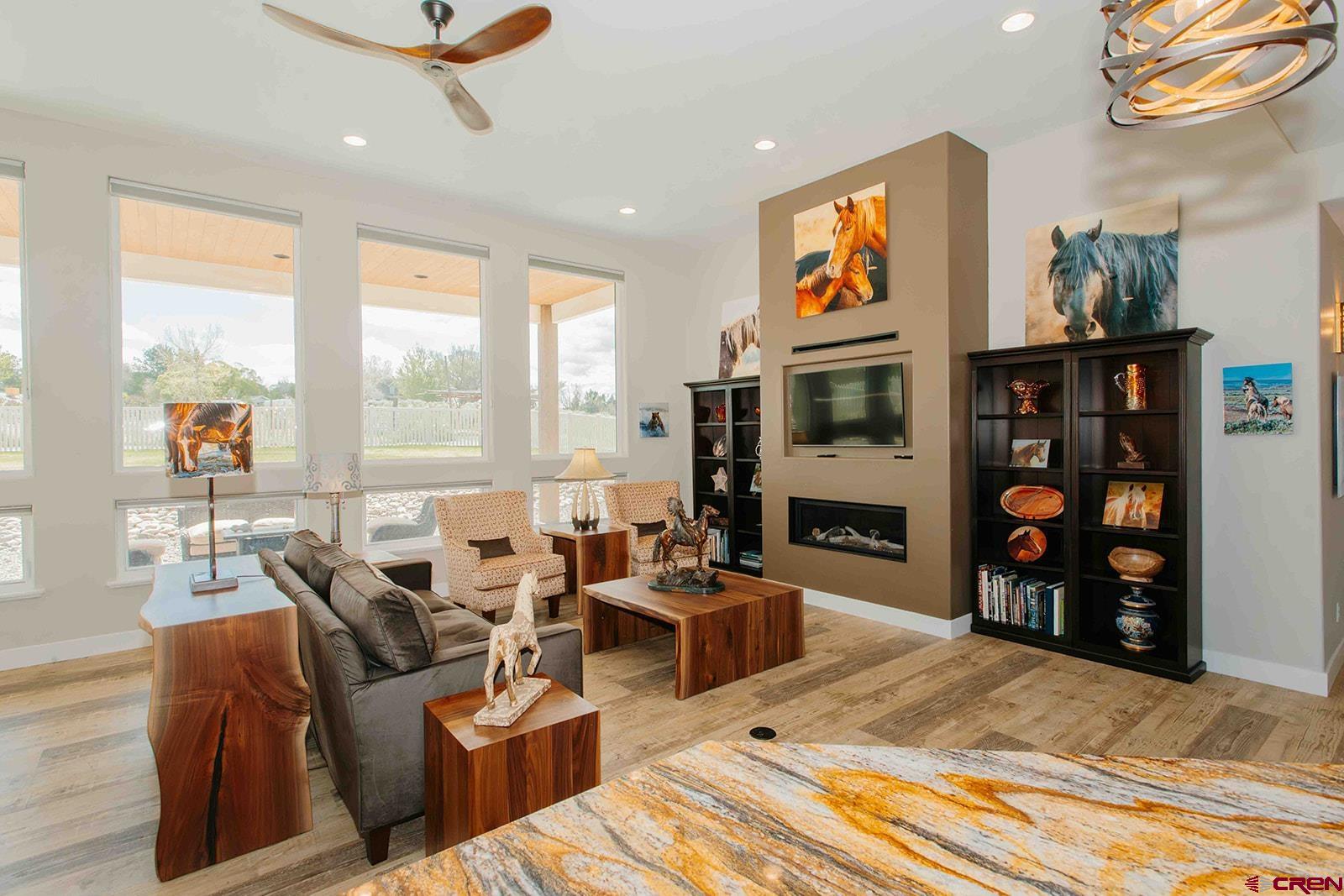 4041 Pioneer Road Montrose, CO 81403 - Photo 4 of 43 a living room with fireplace furniture and a flat screen tv