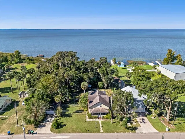 a view of a garden with an ocean