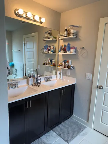 a bathroom with a bathtub