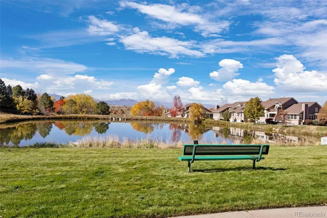 a view of a lake with houses