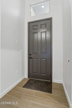 a view of a wooden door