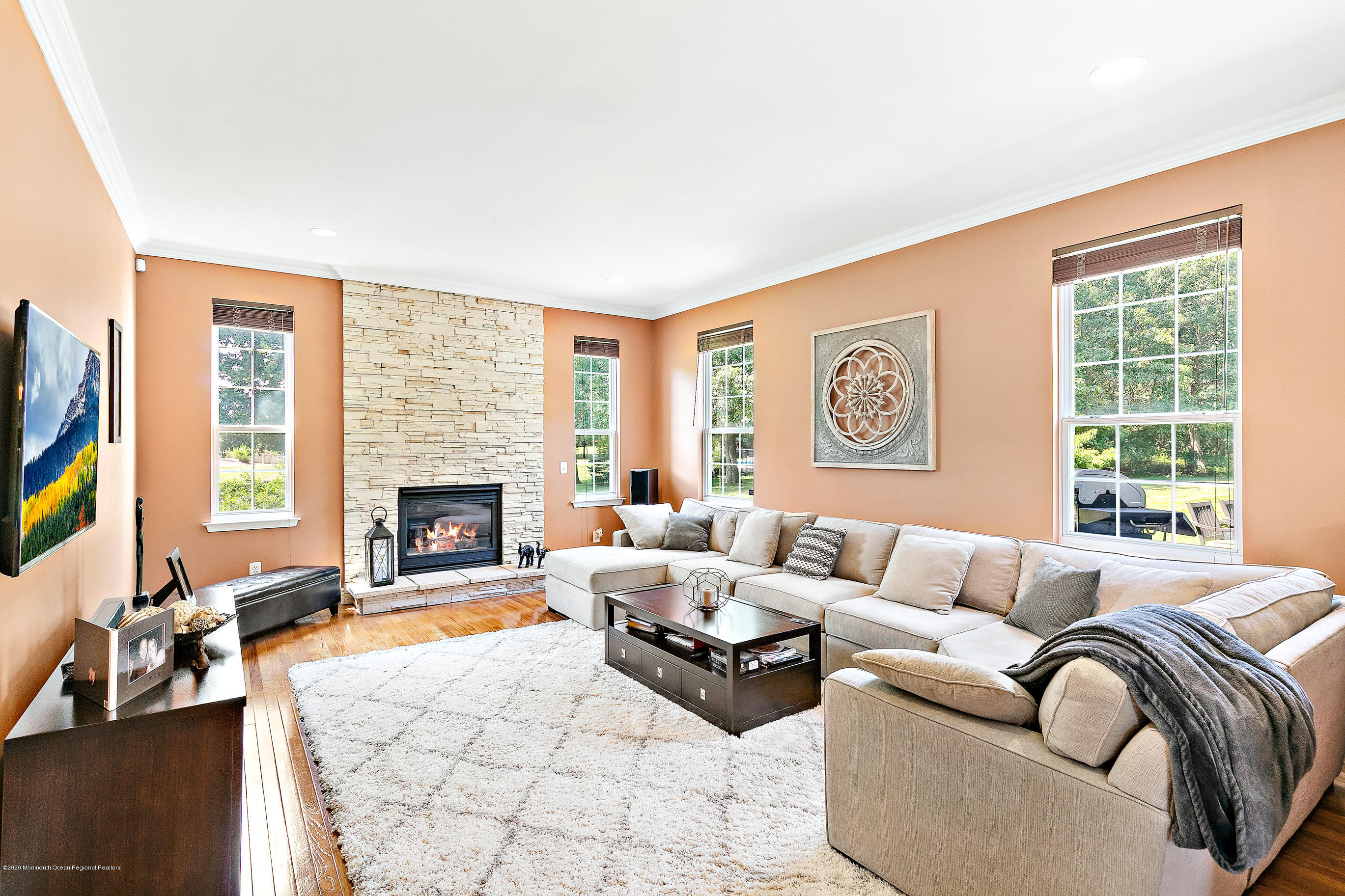 6 Emma Lane Jackson, NJ 08527 - Photo 5 of 39 a living room with furniture fireplace and a flat screen tv