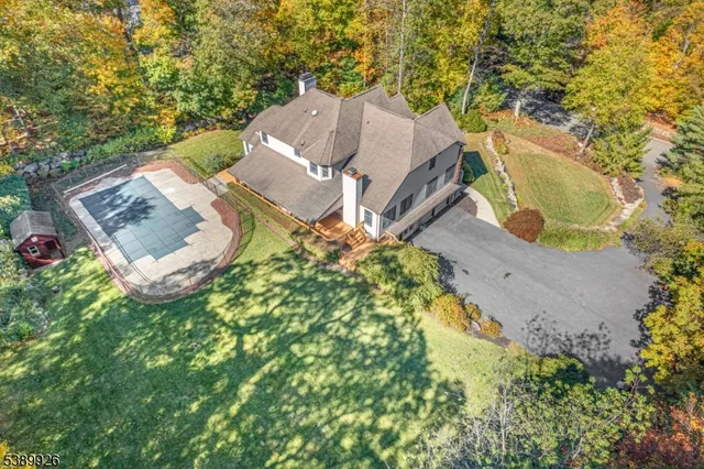 a view of a city with lush green forest