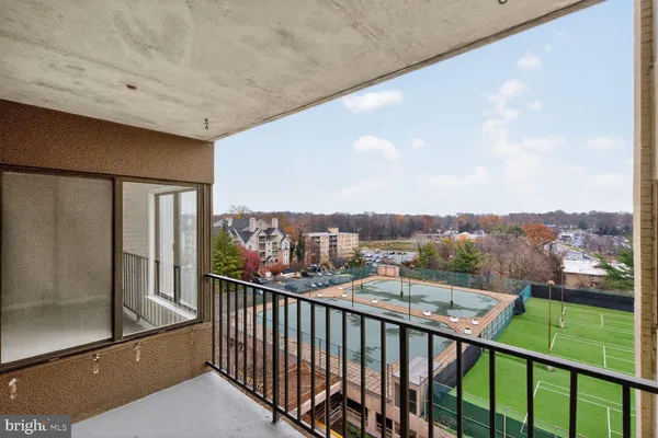 a view of a city from a balcony