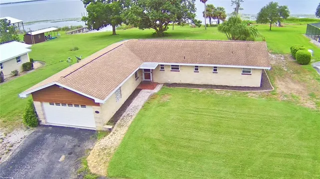 an aerial view of a house