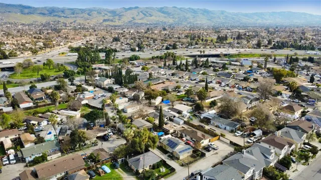 an aerial view of a city with lots of residential buildings
