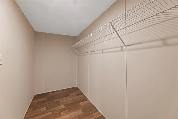 a view of small space with empty racks
