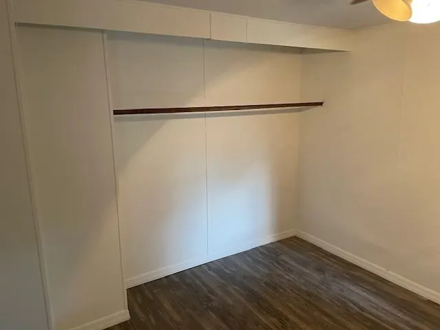 a view of an empty walk in closet