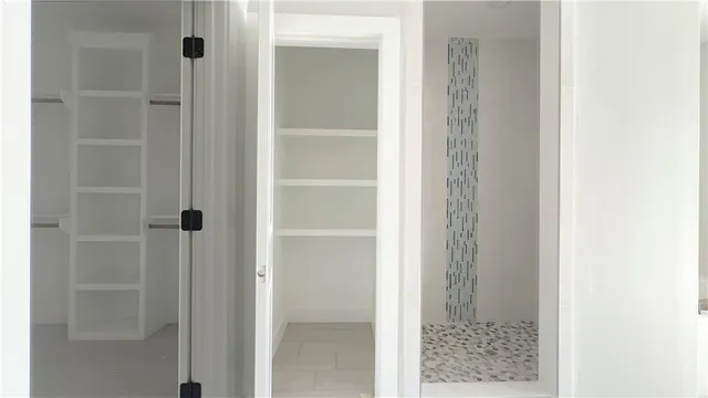 a close up view of closet