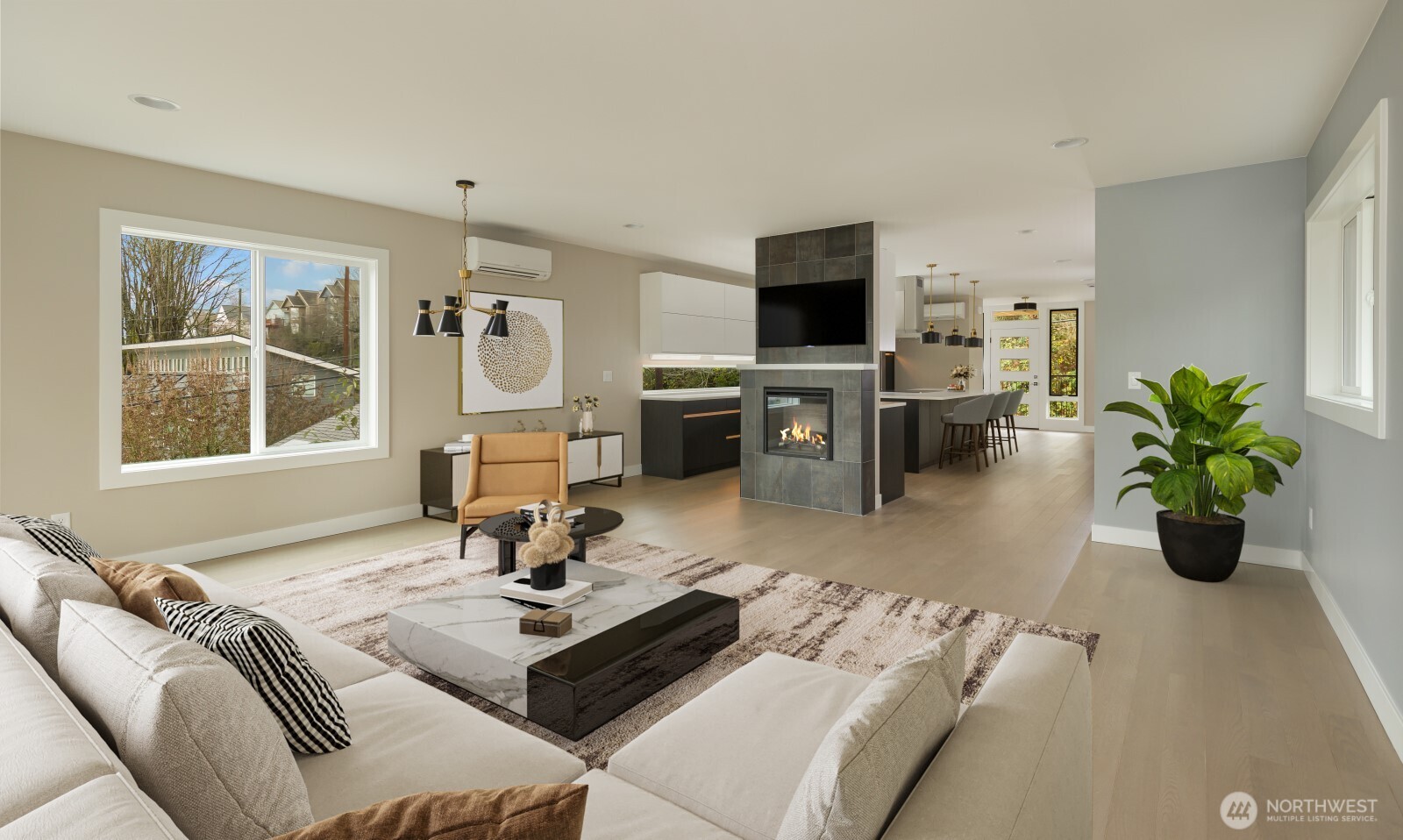 4009 21st Avenue Southwest Seattle, WA 98106 - Photo 15 of 36 a living room with furniture flat screen tv and window