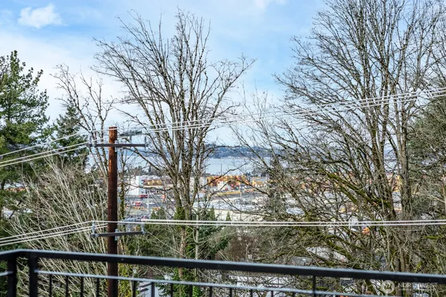 an aerial view of a house with a lake view