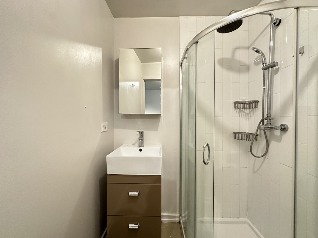 1136 West Wilson Avenue, Unit 202 Chicago, IL 60640 - Photo 17 of 19 a bathroom with a sink vanity and shower