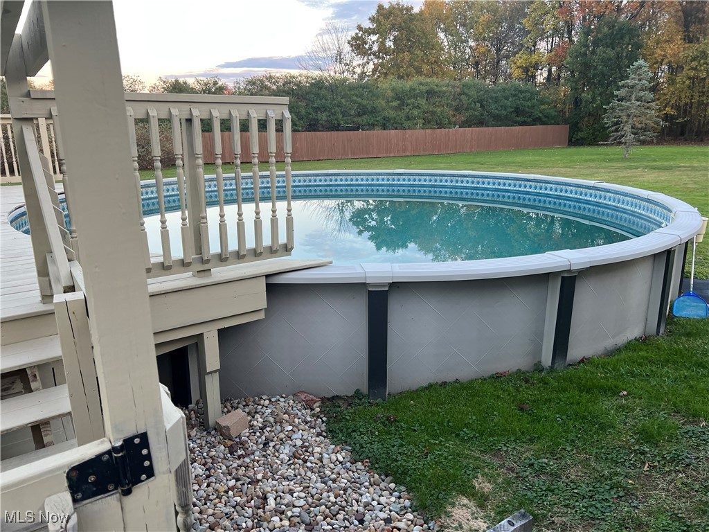 Outdoor pool with a deck
