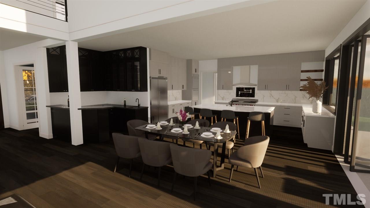 1616 Hunting Ridge Road Raleigh, NC 27615 - Photo 7 of 22 a kitchen with a table chairs refrigerator and cabinets