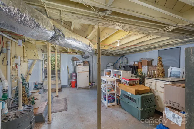 a room with storage and a store