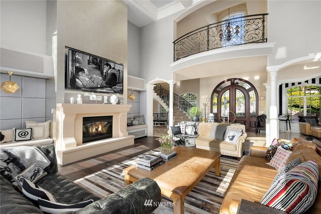 a living room with furniture or couch and a fireplace