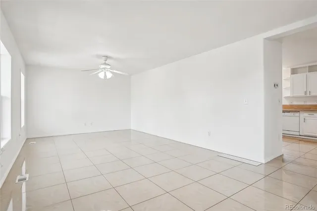 an empty room with cabinet