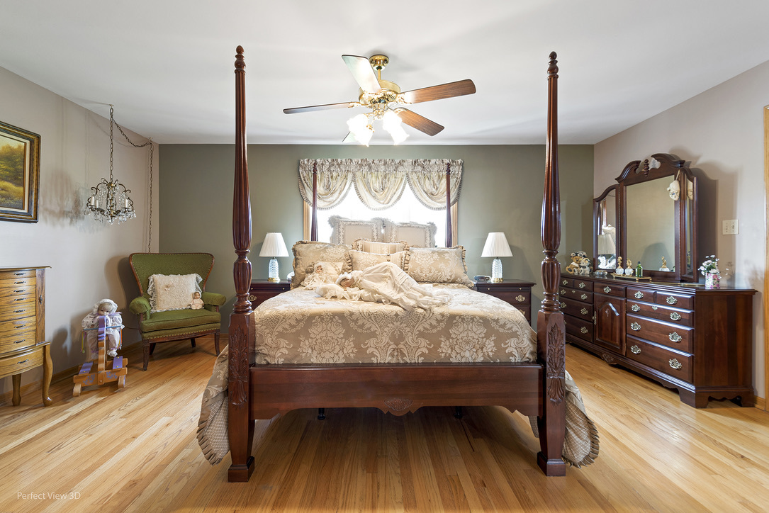 13836 West Joliet Road Manhattan, IL 60442 - Photo 15 of 25 a bedroom with a bed a large window and dresser