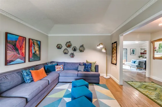 a living room with furniture and a couch