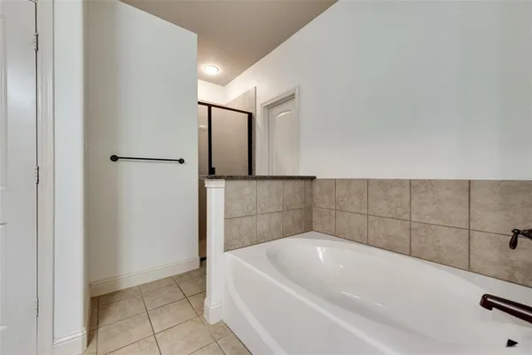 a bathroom with a bathtub