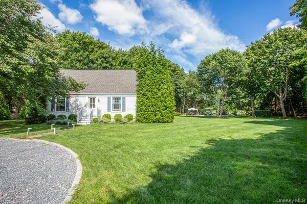 a view of a house with a big yard and a large tree