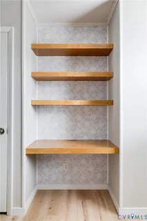 a view of wooden racks