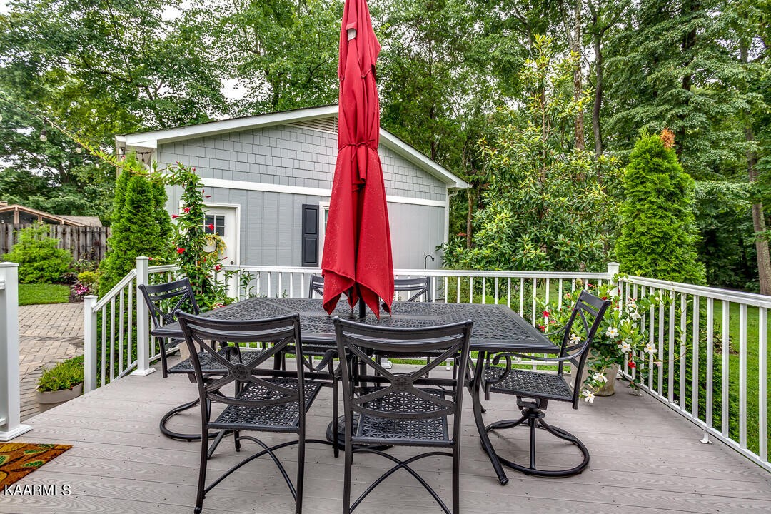 433 Smith Road Knoxville, TN 37934 - Photo 34 of 42 a view of a deck with table and chairs and wooden floor