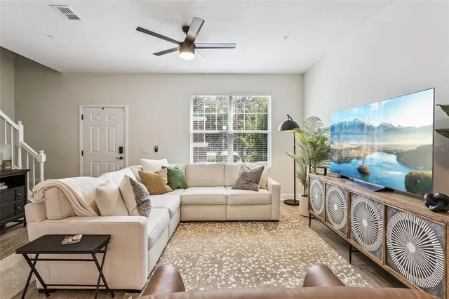 a living room with furniture