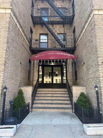 a view of a building with patio