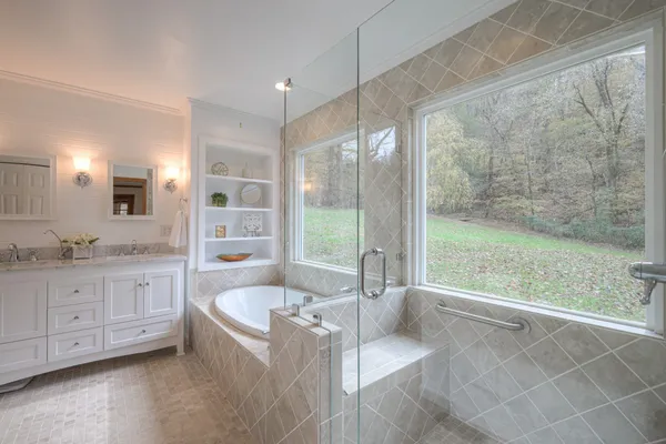 an empty room with windows