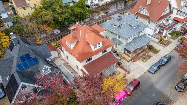 an aerial view of a house