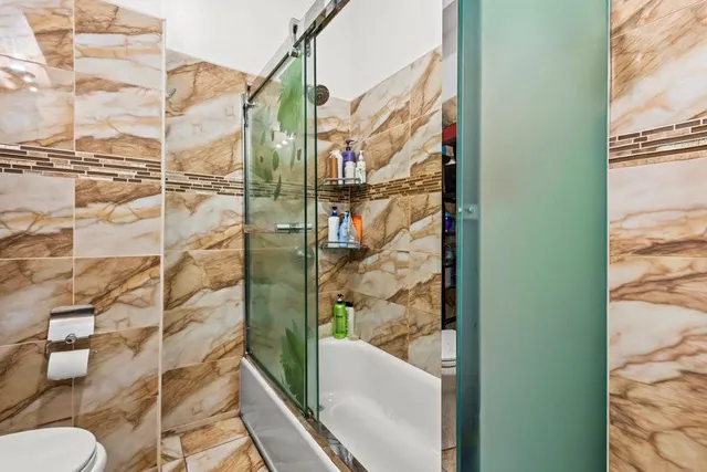 a bathroom with a shower