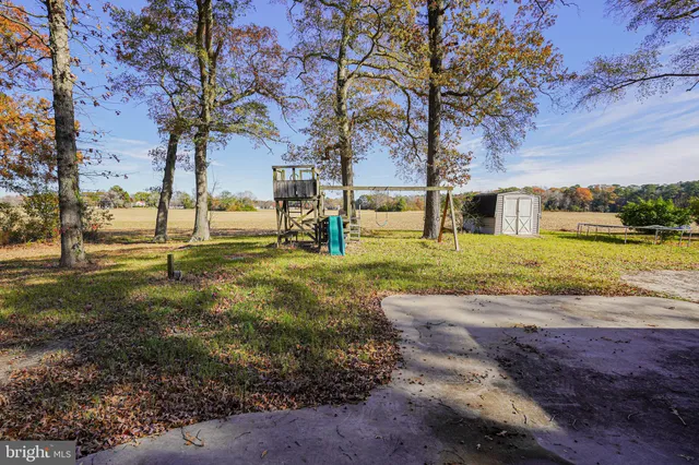 a view of a yard with swimming pool