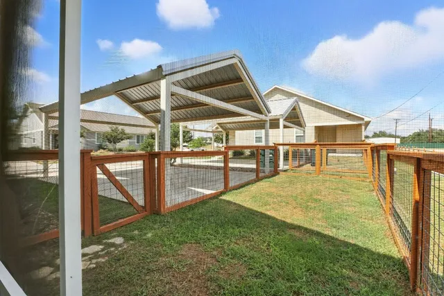 a view of a backyard